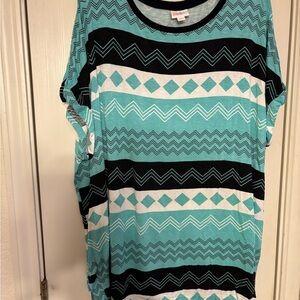 LuLaRoe White and Green Boxy Relaxed Tee